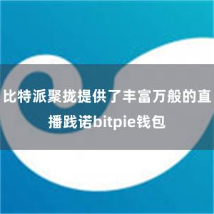   比特派聚拢提供了丰富万般的直播践诺bitpie钱包